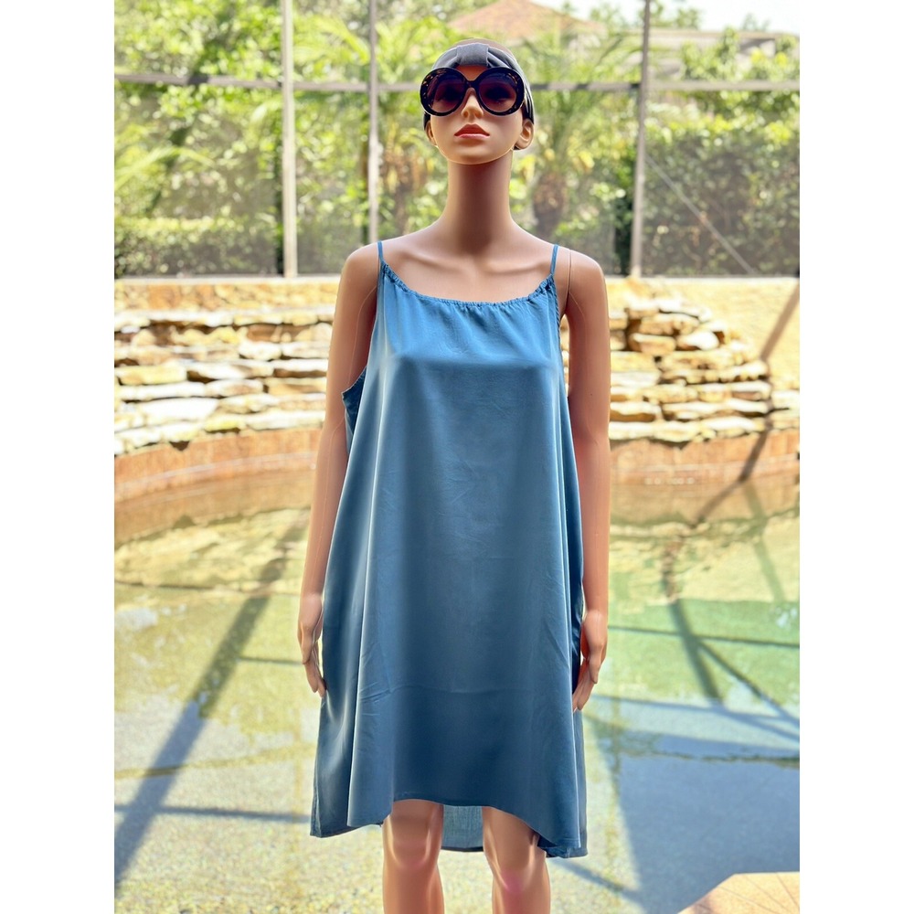 Patagonia June Lake Dress L NWT Lyocell Cap-Sleeve Blue
